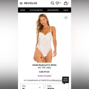 Elodie bodysuit in white - brand new with tags